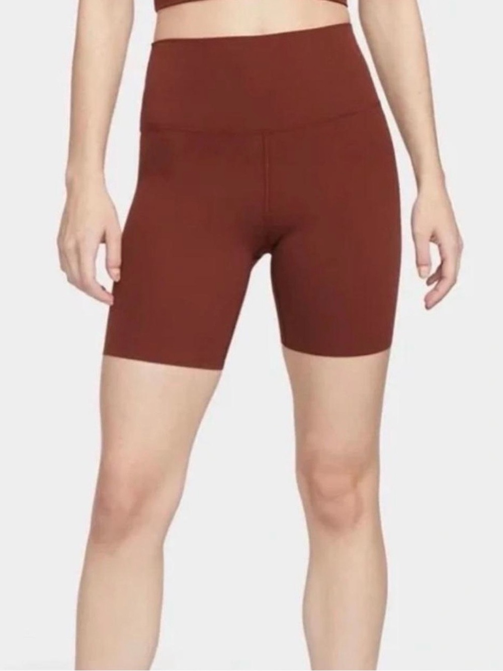 Nike Yoga Dri-Fit High-Waist Bike Shorts — Maroon Rust